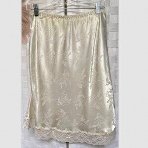 VTG Christian Dior Saks Fifth Avenue Ivory Satin Slip Skirt Size L
